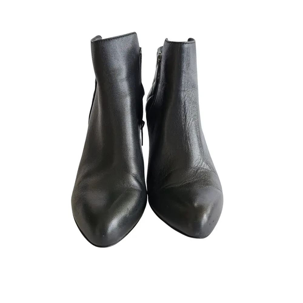 Brooks Brothers Black Leather Quilted Heels Ankle Boot 7.5 Bootie
